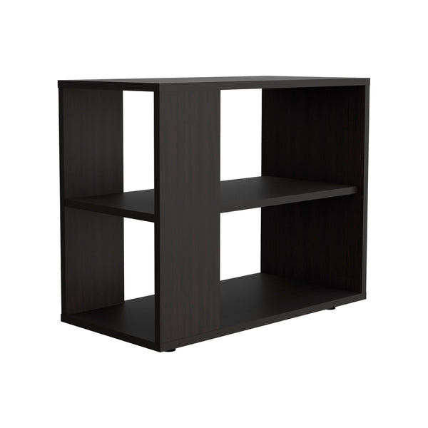 English Elm Rio Verde modern melamine side table with open shelf storage, compact accent piece for small spaces Wenge 29.1 L x 16.9 W x 4.3 H B128P263720