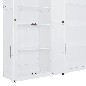 English Elm Queen Murphy Wall Bed with Integrated Wardrobe and Drawers for Studio Spaces LP000876AAK