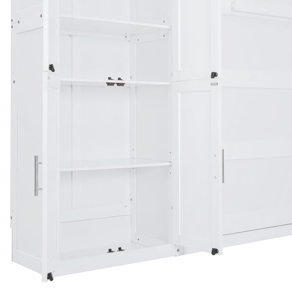 English Elm Queen Murphy Wall Bed with Integrated Wardrobe and Drawers for Studio Spaces LP000876AAK