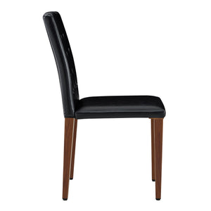 English Elm 4-piece Brown Suede Dining Chair Set with Tufted Back and Walnut Metal Legs Black,Walnut W1151P361163