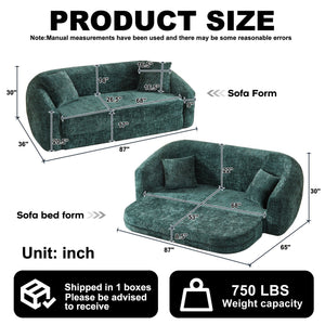 English Elm 87-inch Curved Chenille Convertible Sofa Sleeper with Pull-out Base for Apartment Living W3505P465317