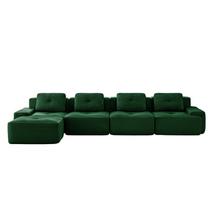 English Elm 153" Luxurious Modern L-Shaped Sectional Sofa With Movable Ottoman, Deep Seats, Tufted Design & More! W714S01490