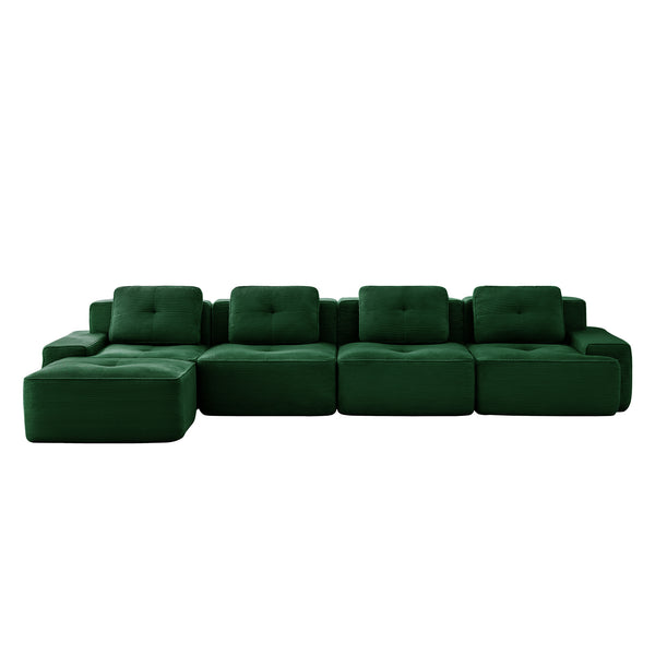 English Elm 153" Luxurious Modern L-Shaped Sectional Sofa With Movable Ottoman, Deep Seats, Tufted Design & More! W714S01490