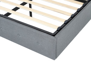 English Elm Queen Upholstered Storage Bed with Hydraulic Lift, Wingback Headboard, USB Ports & Deep Stash Light Gray W1960S00005