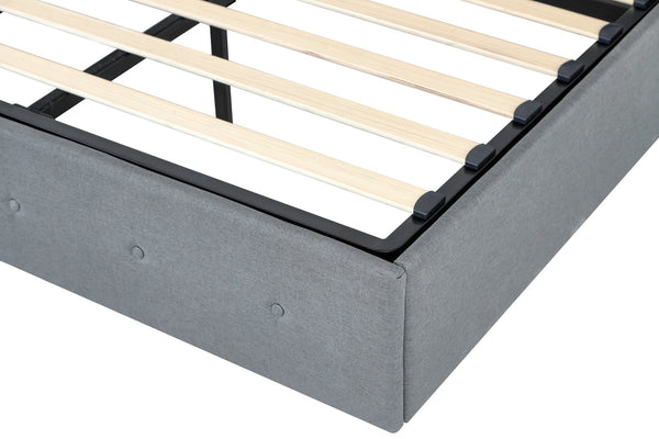 English Elm Queen Upholstered Storage Bed with Hydraulic Lift, Wingback Headboard, USB Ports & Deep Stash Light Gray W1960S00005