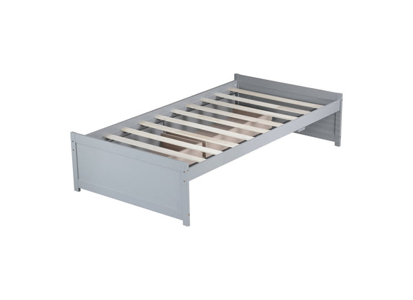 English Elm Twin Twin Size Bed with 2 Drawers Solid Rubber Wood Frame, Space-Saving Storage and Easy Assembly Grey W504P313036