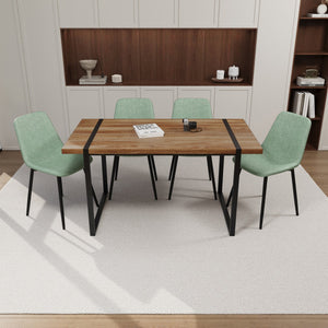 English Elm 59" Modern Farmhouse Dining Table Set With 4 Suede Chairs – Stylish & Durable For Any Space! W2189S00618