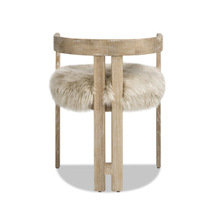English Elm Jennifer Taylor Home - Millwick Solid Ash 21" Low Back Dining Chair with Natural Blonde New Zealand Sheepskin Fur Seat, Chic B2719P238363