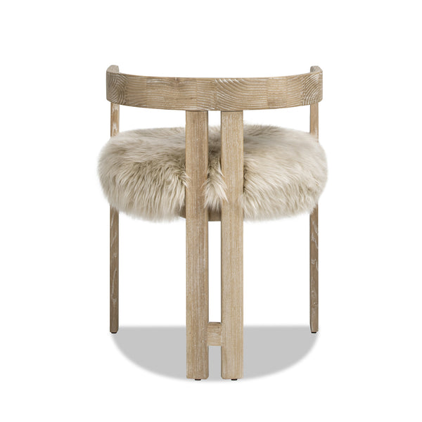 English Elm Jennifer Taylor Home - Millwick Solid Ash 21" Low Back Dining Chair with Natural Blonde New Zealand Sheepskin Fur Seat, Chic B2719P238363