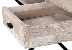 English Elm Computer Modern Tempered Glass Desk with Reclaimed Wood-Look Top and Single Storage Drawer, 48" taupe 53 L x 27 W x 7 H B2710P219774