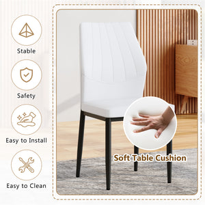 English Elm Set of 4 Brown Shell-Pattern Dining Chairs with Ergonomic Tech Fabric, Sturdy Metal Legs, 37" White+Black W1151P359597