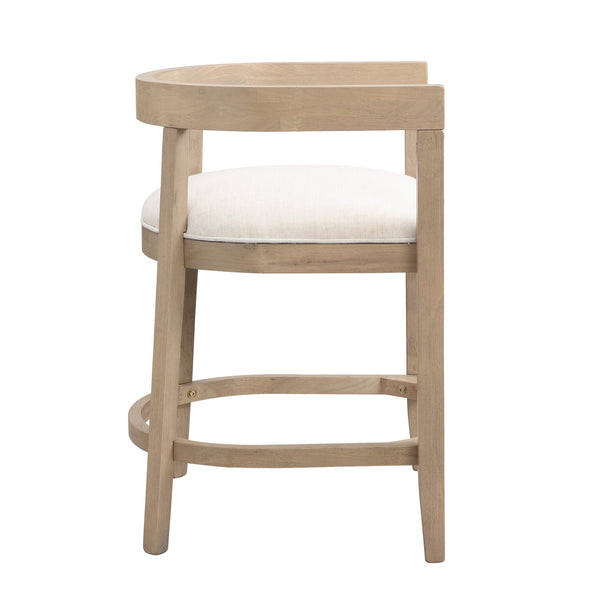 English Elm Christopher Knight Home® - Rubberwood Counter Stool Set of 2 with Upholstered U-Shaped Seats, Cutout Barrel Back, Eco Wood Finish Beige+Natural N771P197028A