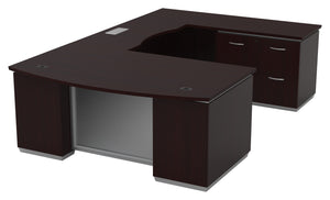 OSP Home Furnishings Tuxedo Executive U-shape Desk with Right Bridge and Lateral File Credenza Storage TUXDKR-TYP52R