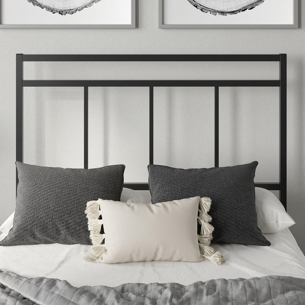 English Elm Twin Metal Platform Bed with Headboard, Black Finish — Space-Saving, Sturdy Support & Under-Bed Storage B356P367950