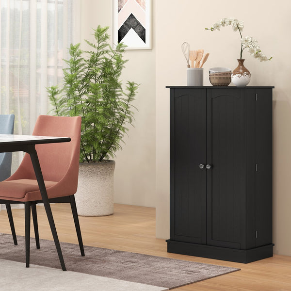 English Elm HOMCOM 41" Kitchen Pantry Storage Cabinet with 5-Tier Shelves, 12 Door Racks, Anti-Tip Straps, Sleek Design Black W2225P229097