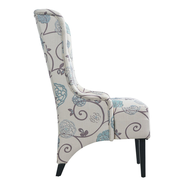 English Elm Dining Chair Wingback High Back Upholstered Seat with Tapered Birch Legs Modern Formal N767P401040M