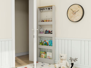 English Elm 72" Slim Six-tier Freestanding Cabinet Antique White Finish for Bathroom or Hallway W282P412292