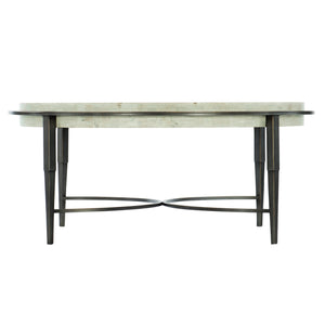 Bernhardt Bernhardt Travertine Barclay Cocktail Table — 42" Round Honed Stone Top With Antique Pewter Steel Base 512015