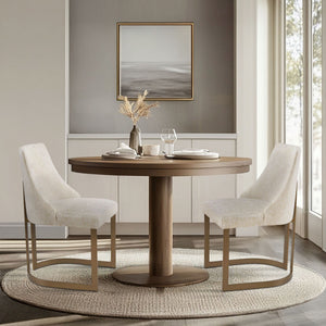 JLA Home Madison Park - Dining Madison Park Bryce Upholstered Cream Dining Chairs Set of 2 with Antique Gold Legs, Tufted Elegance MP108-0788