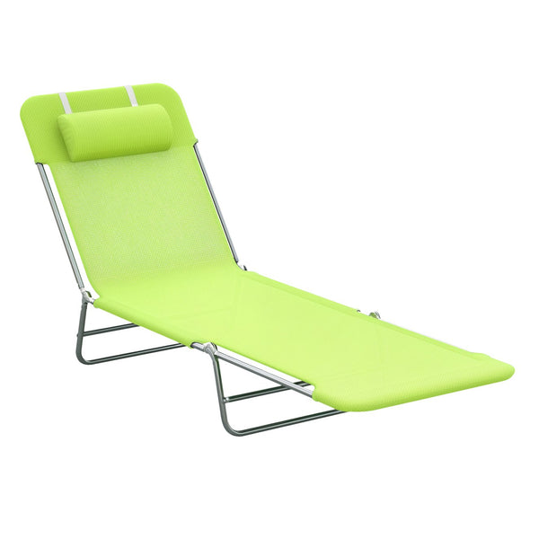 English Elm Sun Lounger Outdoor Folding Chaise with Mesh Surface Steel Frame and Adjustable Backrest T3971P382990