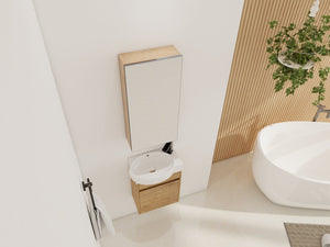English Elm 14'' Wall Mounted Bathroom Medicine Cabinet with Adjustable Glass Shelves and Mirror Door W999P470285