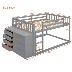 English Elm Full Over Bunk Bed with Four Drawers Three Shelves Pine and Mdf Kids Frame Gray LT000267AAE-1