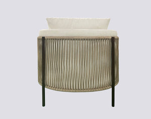 English Elm Accent Chair with Woven Rope Exterior, Plush High-Density Cushions, Dacron Wrap, Durable Frame Cream White 38 L x 40 W x 31 H B2699P296298