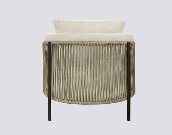 English Elm Accent Chair with Woven Rope Exterior, Plush High-Density Cushions, Dacron Wrap, Durable Frame Cream White 38 L x 40 W x 31 H B2699P296298