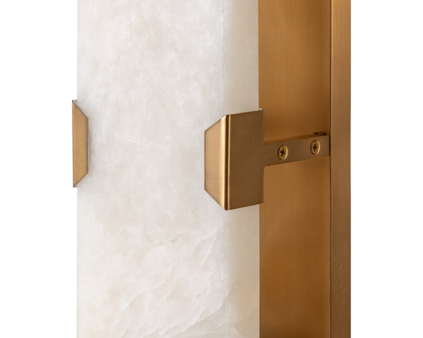 Sunpan Rovira Sconce - Large Hand-carved Alabaster Wall Light In Brushed Gold For Ambient Elegance Cream Alabaster 112235