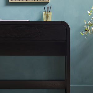 English Elm Walker Edison - Modern Curved Waterfall Desk with Drawers and Rounded Edge Design, Durable MDF Surface, Stylish Statement Pulls Black 49 L x 24 W x 6.63 H B185P200189