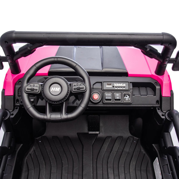 English Elm 24v Two Seat Kids Electric Dump Truck Six Wheel 4wd Utv with Parental Remote Pink W1578P268990