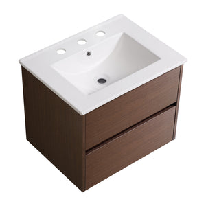 English Elm Hjl2633-2001-60 Ceramic Bathroom Vanity with Oval Sink Soft Close Drawer White W3402S00006