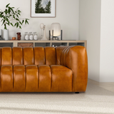 English Elm Ashcroft Furniture - Maverik Genuine Cognac Leather Couch