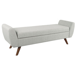 English Elm Rae Woven Fabric Storage Bench Ottoman with Arms and Walnut Legs for Bedroom B056P412631