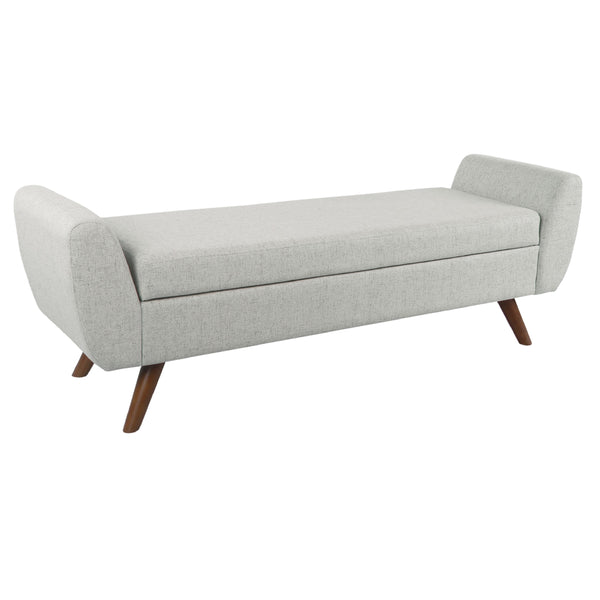 English Elm Rae Woven Fabric Storage Bench Ottoman with Arms and Walnut Legs for Bedroom B056P412631