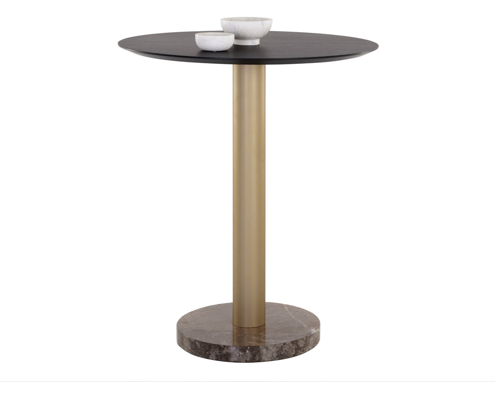 Sunpan Monaco Bar Table – Chic Grey Marble Top with Brushed Gold Base, Perfect for Modern Dining Spaces