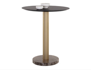 Sunpan Monaco Bar Table – Chic Grey Marble Top with Brushed Gold Base, Perfect for Modern Dining Spaces