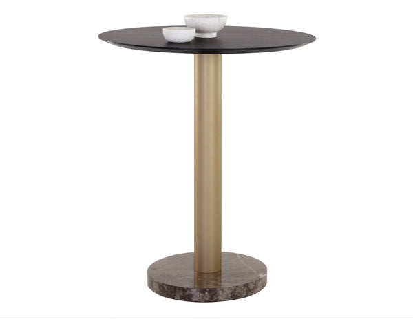 Sunpan Monaco Bar Table – Chic Grey Marble Top with Brushed Gold Base, Perfect for Modern Dining Spaces