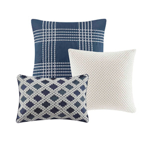 JLA Home Madison Park Signature - Oversized Cotton Clipped Jacquard Comforter Set with Removable Duvet Insert, Euro Shams, Pillows, Farmhouse Chic 96 L x 110 W x 1.5H MPS10-538