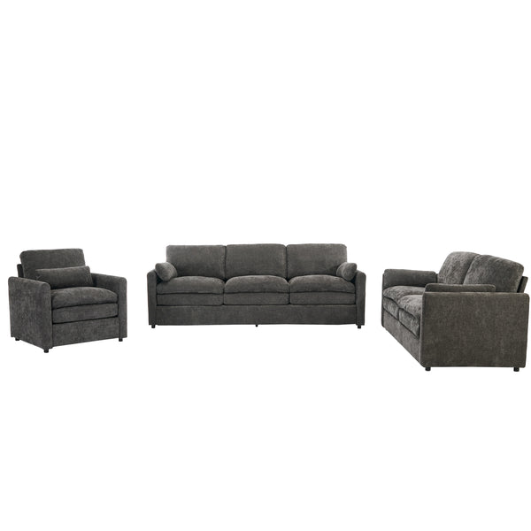English Elm 101.2" Modular Chenille Sectional Sofa with Tufted Cushions and Deep Seating for Living Room Grey N719S001923E