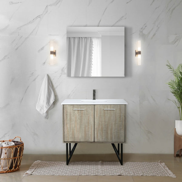 English Elm Rustic Acacia Bath Vanity With Cultured Marble Top, Rose Gold Faucet & Smart Storage Solution B2731P259682-GIGA
