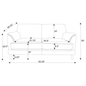 English Elm Dania Tufted Crescent Arm Loveseat Woven Upholstery Retro Mid-century Sitting Room B062P451739