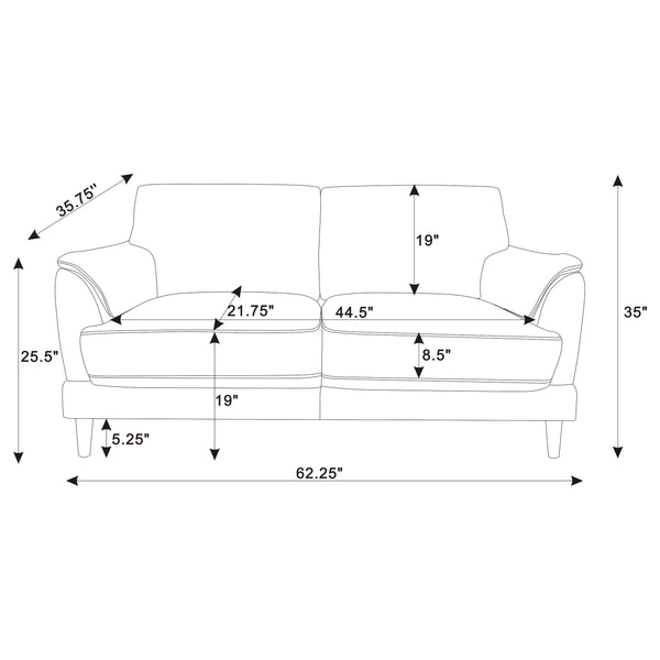 English Elm Dania Tufted Crescent Arm Loveseat Woven Upholstery Retro Mid-century Sitting Room B062P451739