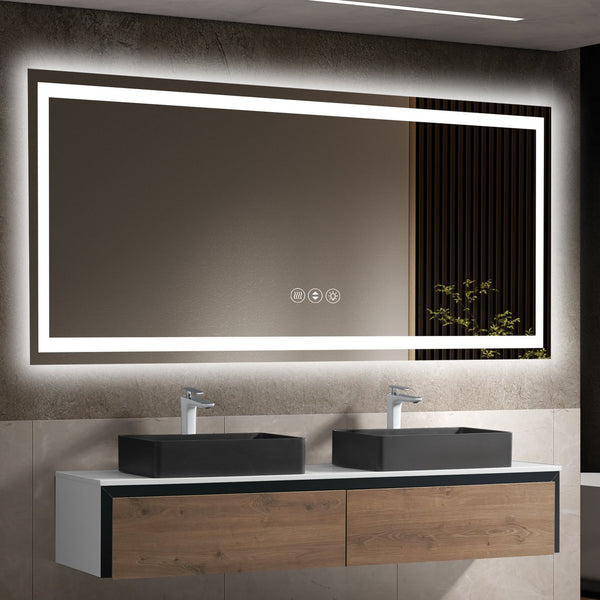English Elm 72X36 Inch Frameless Led Smart Bathroom Mirror With Adjustable Lighting, Anti-Fog & Easy Install T3757P346978
