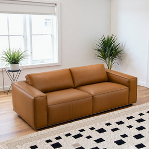 English Elm Uvalde Vegan Leather Sofa with Tapered Legs and Low Profile Mid-century Design B183P423276