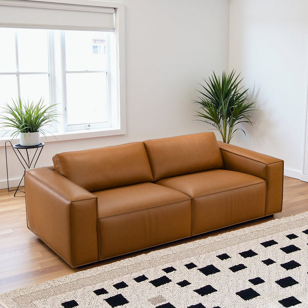 English Elm Uvalde Vegan Leather Sofa with Tapered Legs and Low Profile Mid-century Design B183P423276