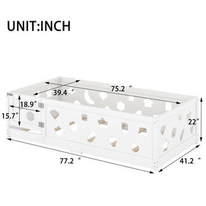 English Elm Twin Floor Bed With Safety Guardrails & Doorway - Cozy Solid Wood Frame For Kids' Rooms & Playrooms W1820P240542-GIGA