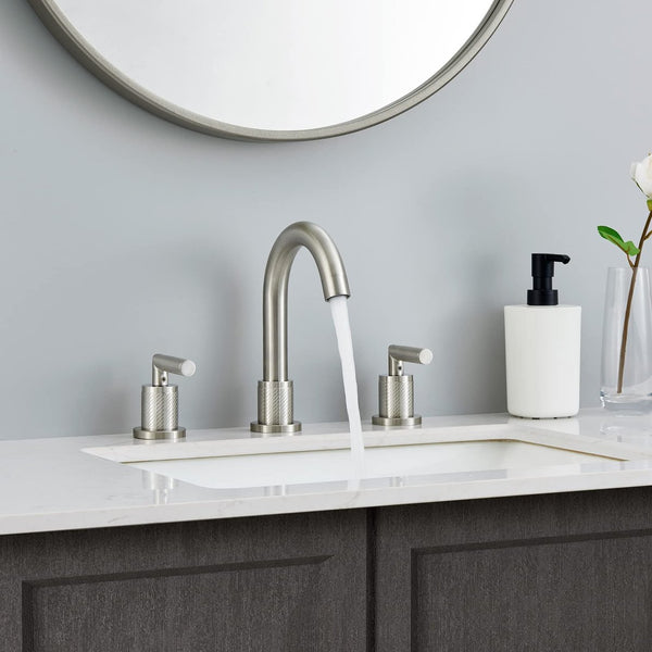 English Elm Bathroom Faucet Brushed Nickel 2 Handle Widespread Sink Faucet With 360° Swivel Spout & Drain T3177P277502
