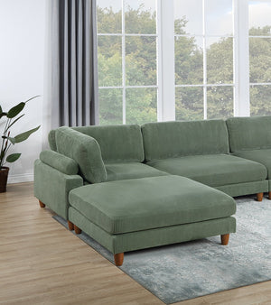 English Elm Contemporary Sage 6Pc Modular Sectional Set With Corduroy Upholstery - Versatile Comfort & Style B011S01159