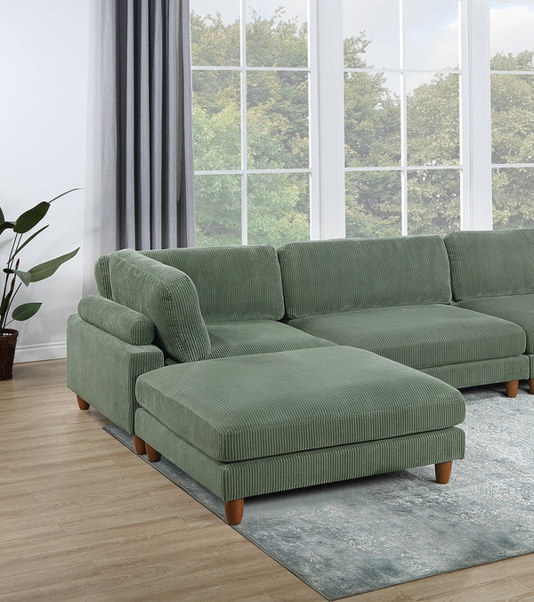 English Elm Contemporary Sage 6Pc Modular Sectional Set With Corduroy Upholstery - Versatile Comfort & Style B011S01159